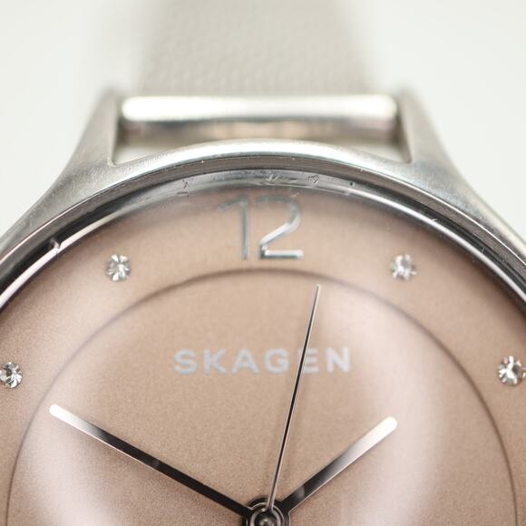 Skagen Anita Champagne Diamond 30mm Watch Silver Tone Metal Mesh w New Battery - Picture 7 of 16